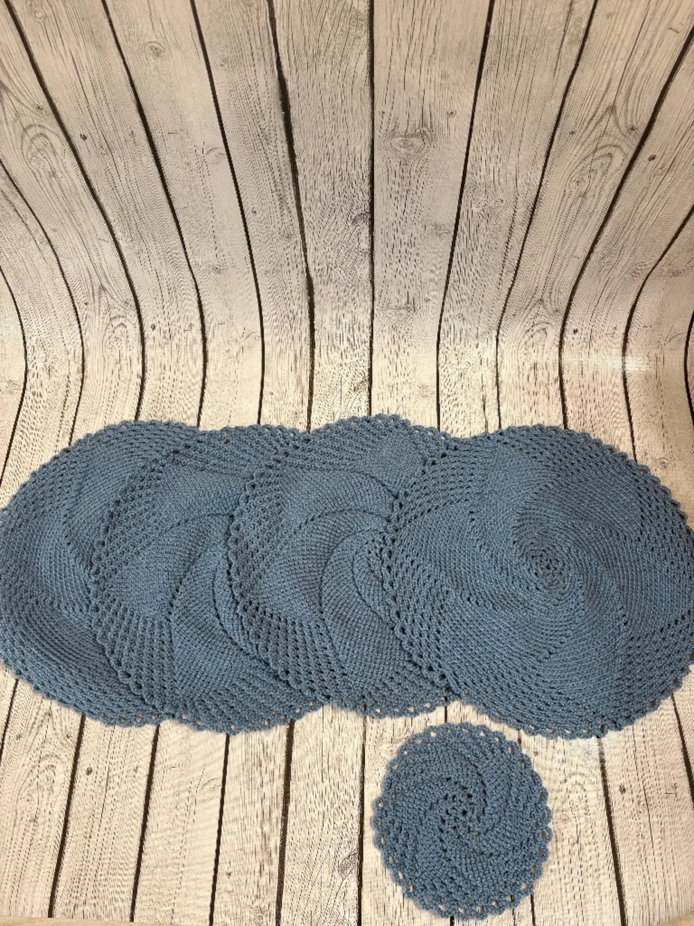 Set of 4 Blue Hand-Crocheted Placemats